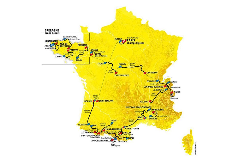 La tracé du Tour 2021