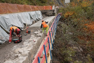 Travaux de réfection d’un mur de soutènement à l’amont du tunnel des Rafforts