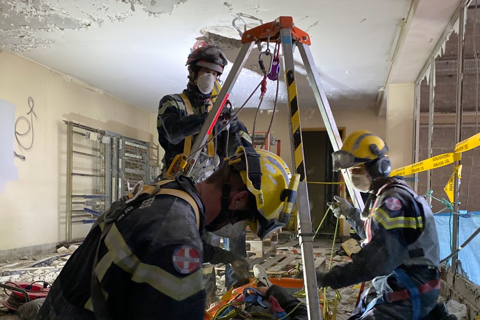 Les pompiers en exercice