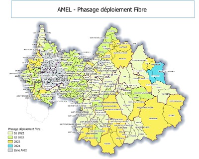 Carte des périodes de raccordement à la fibre par commune