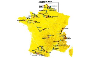 La carte du parcours du Tour de France