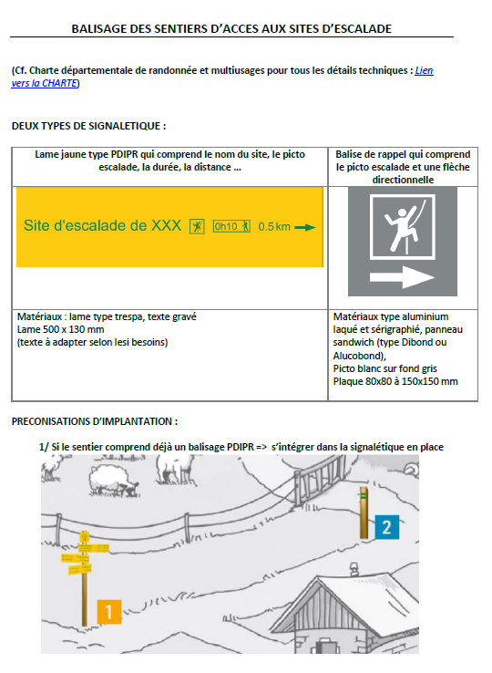 Fiche pratique : balisage des accès aux sites d'escalade
