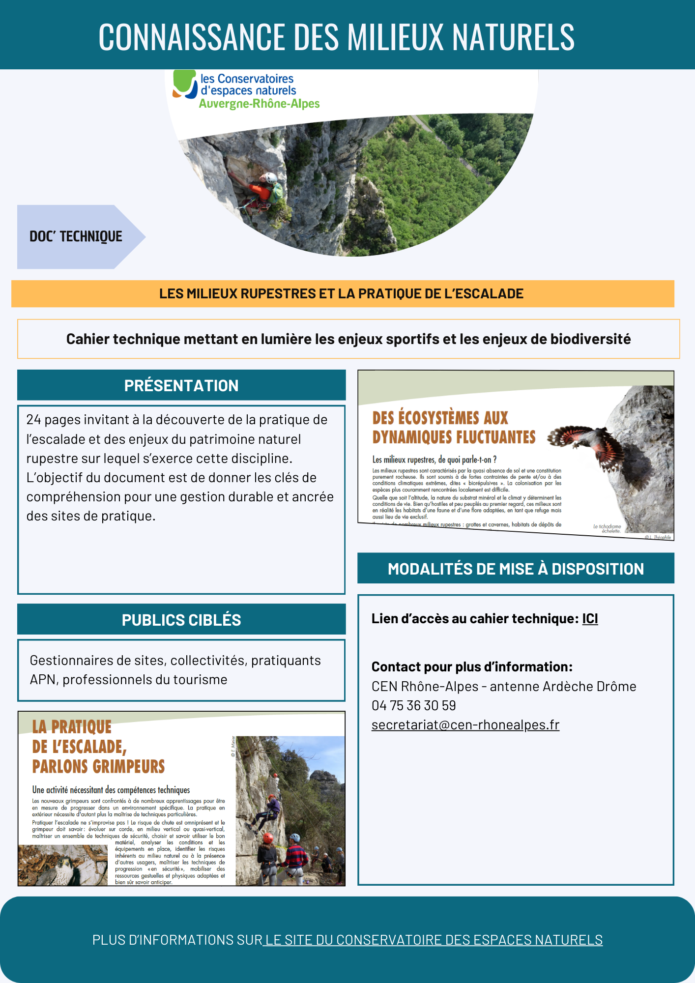 Les milieux rupestres et escalade